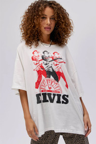 Daydreamer Sun Records x Elvis Repeat OS Tee in Vintage White