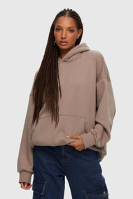 KuwallaTee Oversized Boyfriend Hoodie in Taupe