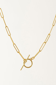 Lover's Tempo Dainty Paperclip Toggle Necklace in Gold