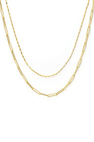 Lover's Tempo Arlo Paperclip Layered Necklace in Gold