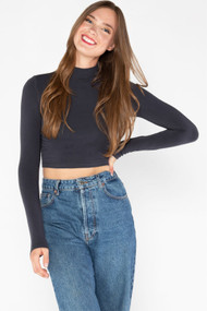 C'est Moi Bamboo Crop Mock Neck Top in Lead