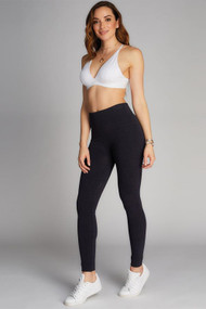 C'est Moi Bamboo Fleece Lined Legging in Heather Black