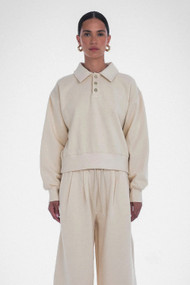 Paper Label Klee Polo Sweatshirt in Oatmeal