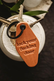 Misfit Lock Your Door Leather Motel Keychain