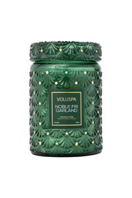 Voluspa Holiday Glass Jar Candle in Noble Fir Garland