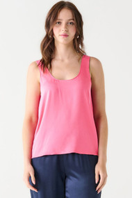 Black Tape Scoop Neck Tank in Bright Pink