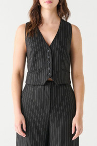 Black Tape Pinstripe Vest in Black+ White