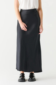 Black Tape Satin Maxi Skirt in Black