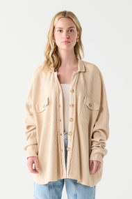 Dex Knit Waffle Overshirt in Washed Ecru