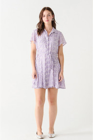 Black Tape Geo Shirtdress in Lavender