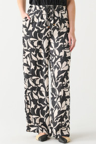 Black Tape Floral Satin Pant in Black + Cream