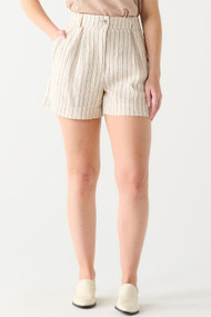 Black Tape Linen Short in Oat