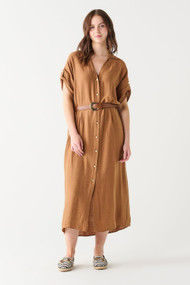 Black Tape Midi Shirtdress in Bronze