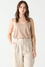 Black Tape Linen Tank in Nude Heather