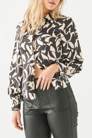 Black Tape Floral Blouse in Black + Cream