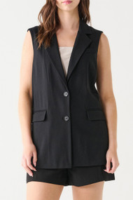 Black Tape Sleeveless Blazer in Black