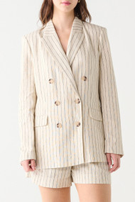 Black Tape Linen Blazer in Oat