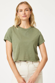 Mavi Crop Tee in Deep Lichen Green