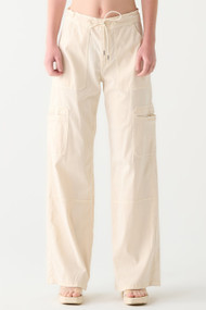 Dex Wide Leg Cargo Pant in Cream Wash