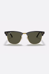 Ray-Ban 0RB3016 Clubmaster Sunglasses in Black/Arista + Crystal Green