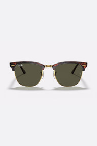 Ray-Ban 0RB3016 Clubmaster Sunglasses in Mock Tortoise/Arista + Crystal Green