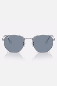 Ray-Ban 0RB3548N Hexigonal Sunglasses in Silver + Blue Polar