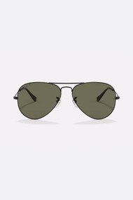 Ray-Ban 0RB3025 Avaitor Sunglasses in Black + Crystal Green