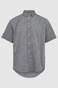 Minimum Eric Short Sleeve Button Up in Navy Blazer Melange