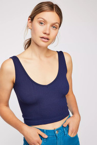 Free People Ribbed Brami in Navy