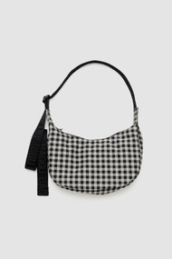 Baggu Small Nylon Crescent Bag in Black + White Gingham