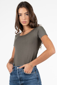 C'est Moi Bamboo Scoop Tee in Olive