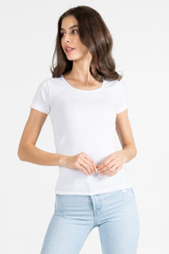 C'est Moi Bamboo Scoop Tee in White