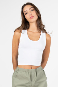 C'est Moi Bamboo Rib Scoop Tank in White