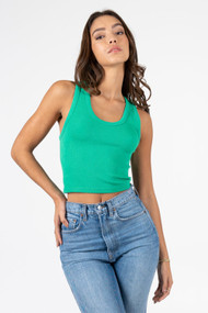 C'est Moi Bamboo Rib Scoop Tank in Peppermint