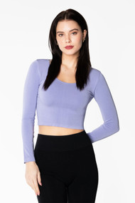 C'est Moi Bamboo Crop Scoop Neck Top in Lavender