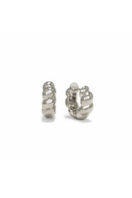 Lover's Tempo Croissant Puff Hoops in Silver