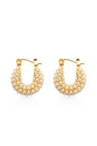 Lover's Tempo Perla Hoops in Gold