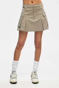 KuwallaTee Cargo Mini Skirt in Light Olive