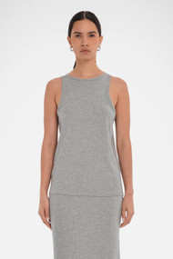 Paper Label Mina Rib Tank in Melange Grey