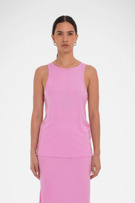 Paper Label Mina Rib Tank in Fondant Pink