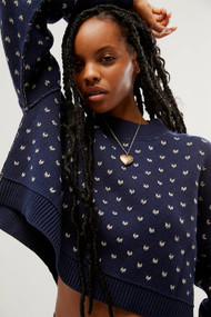 Free People Easy Street Pattern Crop in Navy