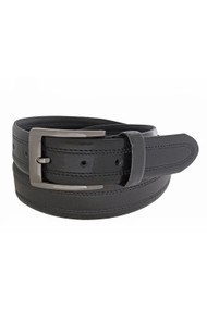 Custom Leather Double Stitched Belt in Black