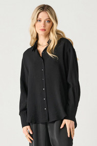 Black Tape Satin Blouse in Black