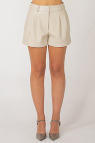 Black Tape Faux Leather Short in Cream