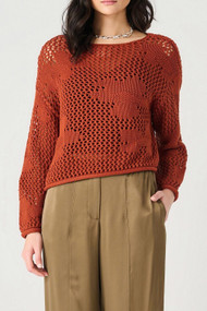 Dex Floral Crochet Sweater in Burnt Orange