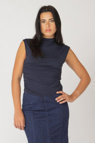 Black Tape Mockneck Top in Tiwlight Navy