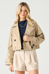 Black Tape Cropped Trench in Beige