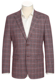 Renoir Slim Fit Blazer in Burgundy Plaid