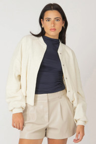 Black Tape Tweed Bomber Jacket in Ivory