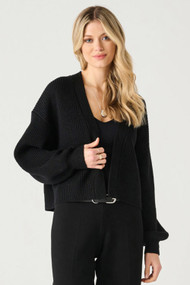 Black Tape Textured Cardigan in Black